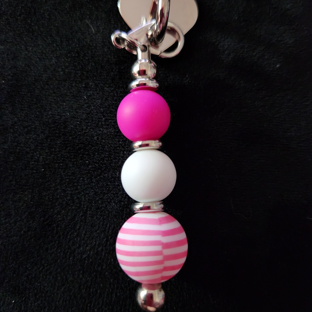 Pink and White Beaded Tumbler Charm